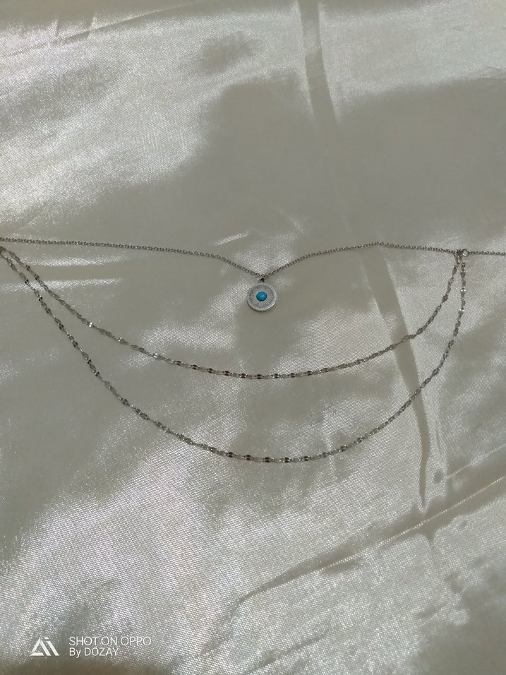 Üçlü Zincir Detaylı Paslanmaz Çelik kolye - Görsel 3