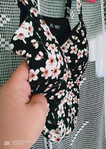s Beden Çiçek Desenli crop bluz