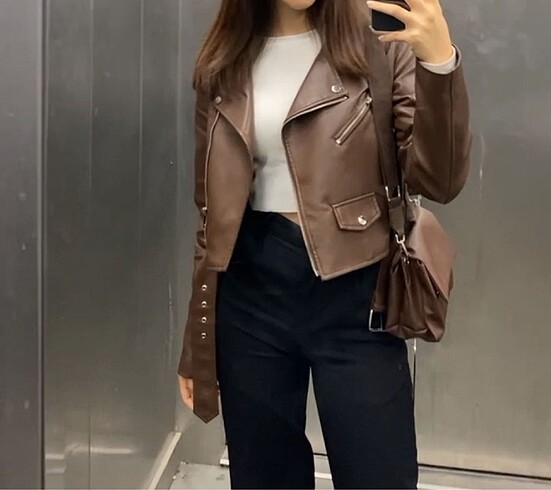 Stradivarius Stradivarius kahverengi deri ceket