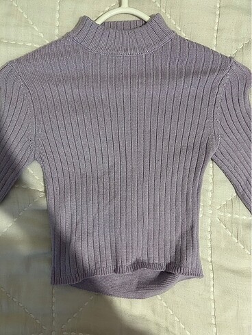s Beden mor Renk Bershka Lila Uzun Kollu Crop