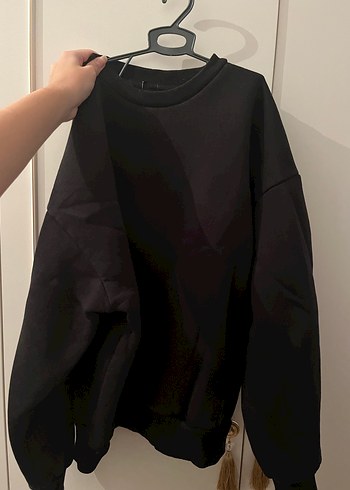 Siyah Oversize Kadın Sweatshirt