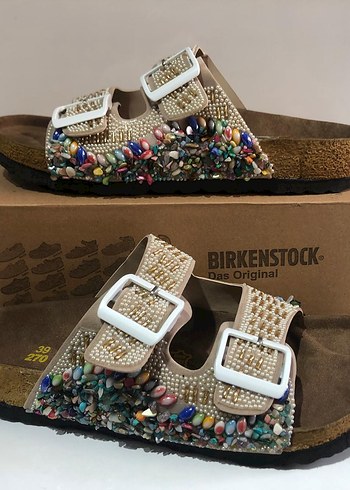Birkenstock Birkenstock Renkli Taşlı Krem Terlik