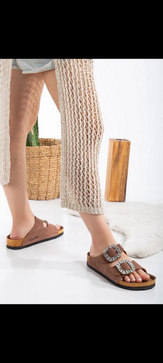 Birkenstock Kadın Tokalı Terlik Taba - Görsel 3