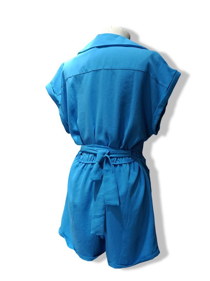 Mavi Düğmeli Kısa Tulum - Görsel 2