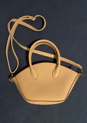 Zara Bej Deri Minimalist Kadın Çanta
