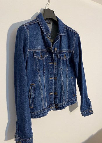 LC Waikiki Düğmeli Koyu Mavi Kadın Denim Ceket