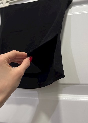 Siyah Drapeli Straplez Midi Büstiyer - Görsel 3