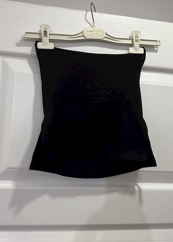 Siyah Drapeli Straplez Midi Büstiyer - Görsel 4