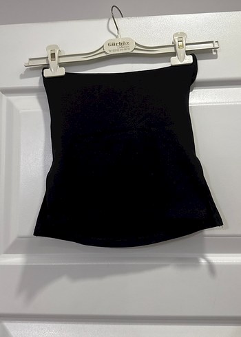 Siyah Drapeli Straplez Midi Büstiyer - Görsel 2