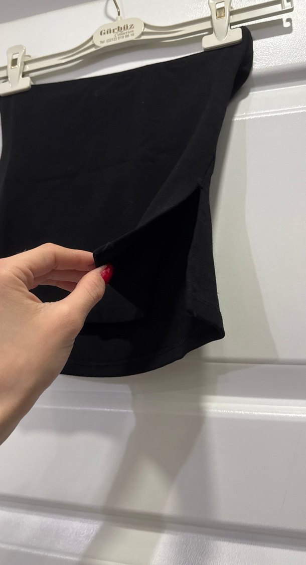 Siyah Drapeli Straplez Midi Büstiyer - Görsel 3