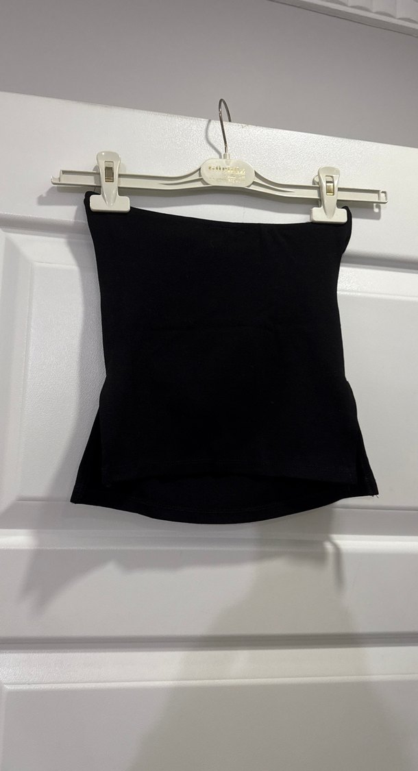 Siyah Drapeli Straplez Midi Büstiyer - Görsel 4