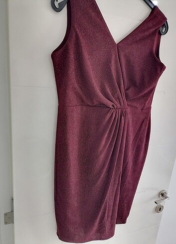 42 Beden bordo Renk Bordo simli abiye