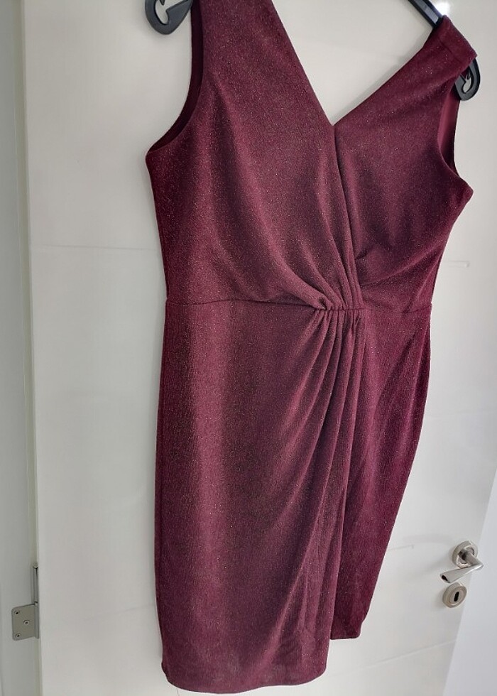 Bordo simli abiye - Görsel 4