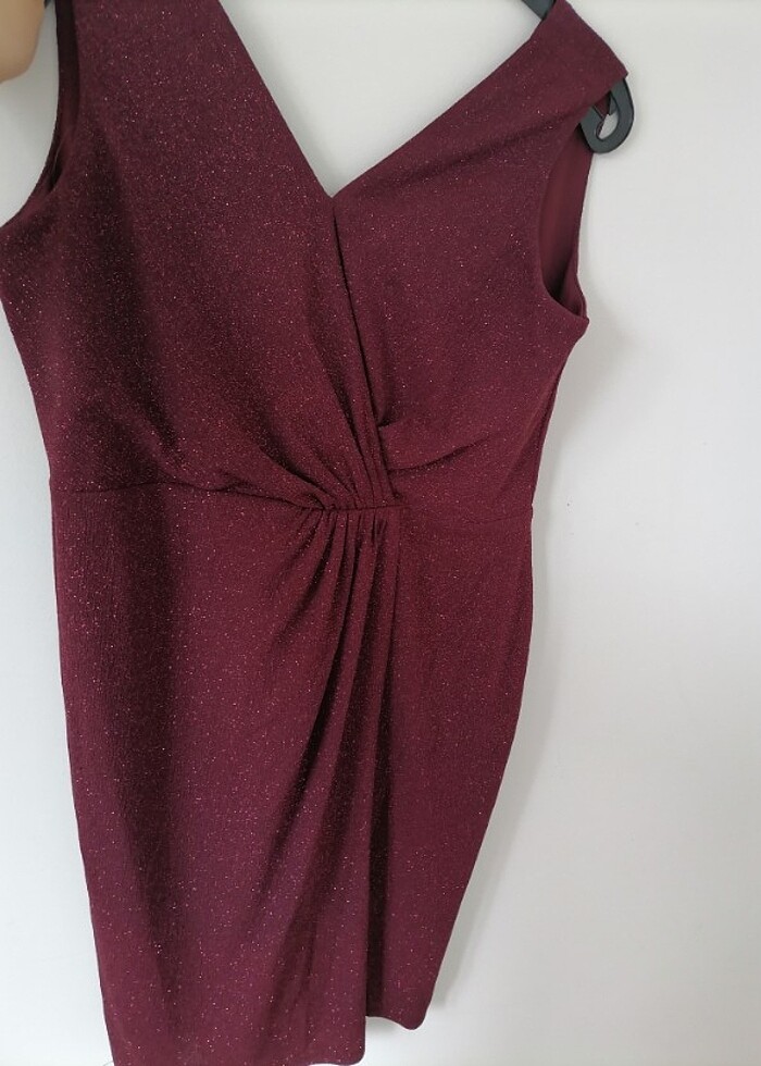 Bordo simli abiye - Görsel 5