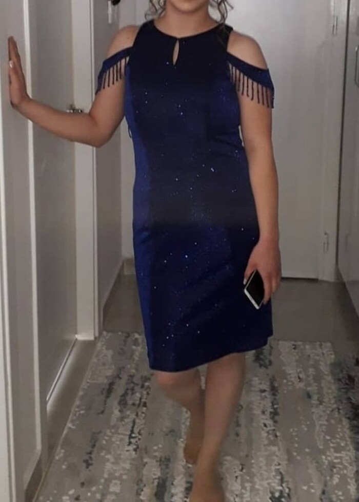 Mavi simli abiye - Görsel 5