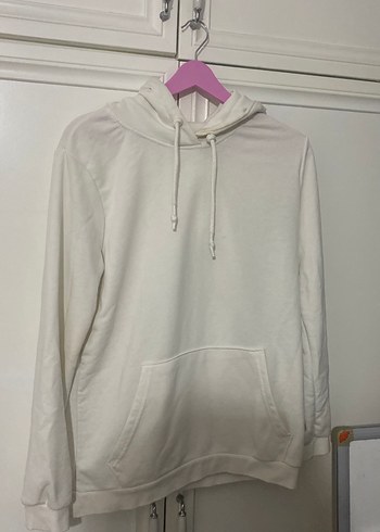 Beyaz Kapüşonlu Kadın Sweatshirt