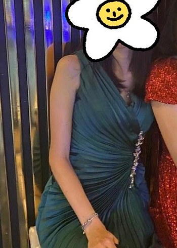 Yeşil Drapeli Uzun Abiye - Görsel 6