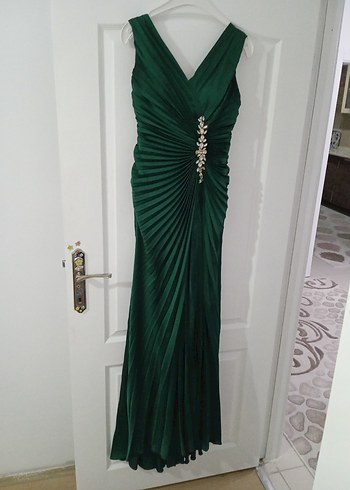 Yeşil Drapeli Uzun Abiye - Görsel 7