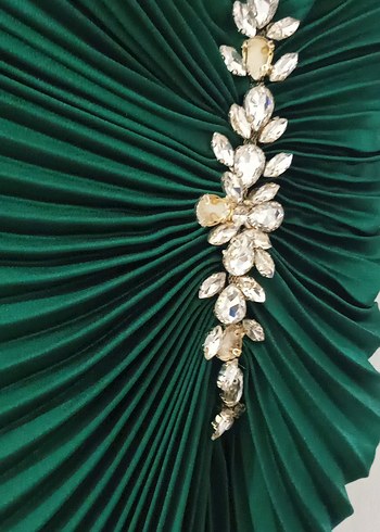 Yeşil Drapeli Uzun Abiye - Görsel 10