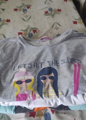 Gri Kız Çocuk Pamuklu Uzun Kollu Tişört 3adet - Görsel 3