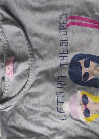 Gri Kız Çocuk Pamuklu Uzun Kollu Tişört 3adet - Görsel 5