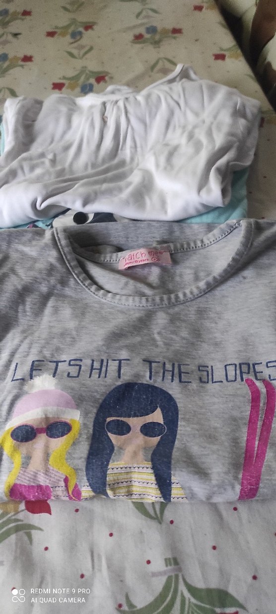 Gri Kız Çocuk Pamuklu Uzun Kollu Tişört 3adet - Görsel 2