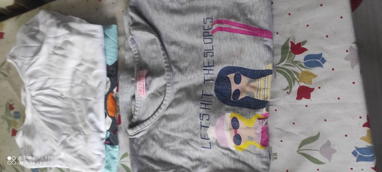 Gri Kız Çocuk Pamuklu Uzun Kollu Tişört 3adet - Görsel 5