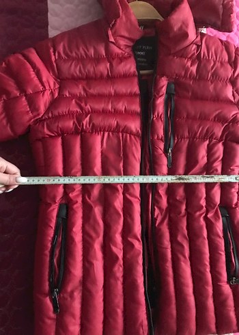 Bordo erkek ve kadın giyebilir şişme mont kapsonlu - Görsel 7