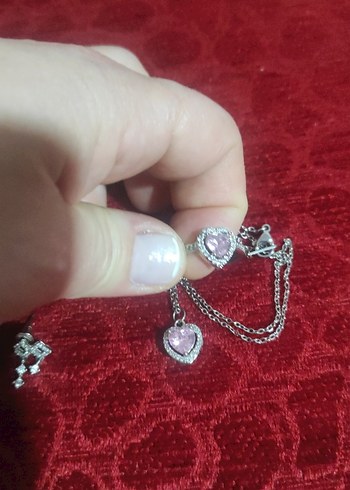 Pembe Mini Nakışlı Zincir Detaylı Kadın Kolye - Görsel 3