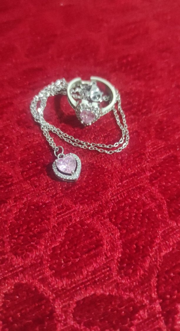 Pembe Mini Nakışlı Zincir Detaylı Kadın Kolye - Görsel 2