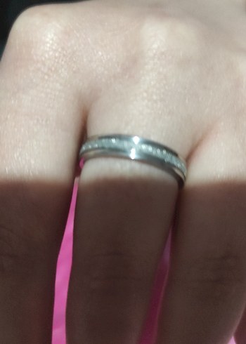 Gri Minimalist Parıltılı Kadın Yüzük çelik - Görsel 6