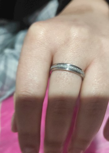 Gri Minimalist Parıltılı Kadın Yüzük çelik - Görsel 5