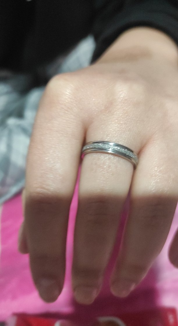 Gri Minimalist Parıltılı Kadın Yüzük çelik - Görsel 5