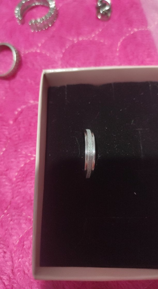 Gri Minimalist Parıltılı Kadın Yüzük çelik - Görsel 4