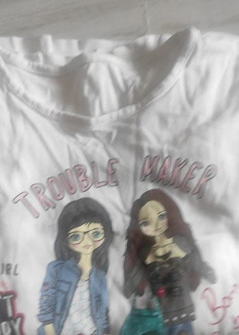 Baskılı Beyaz Kız Tişörtü - Görsel 2