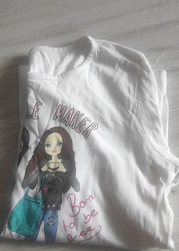 Baskılı Beyaz Kız Tişörtü - Görsel 4