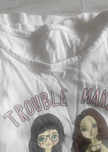 Baskılı Beyaz Kız Tişörtü - Görsel 3