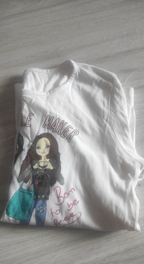 Baskılı Beyaz Kız Tişörtü - Görsel 4