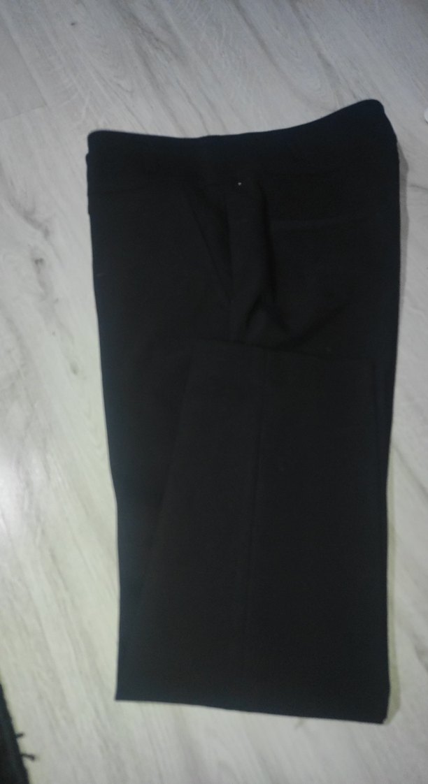 Siyah Midi Kadın Kumaş Pantolon - Görsel 2