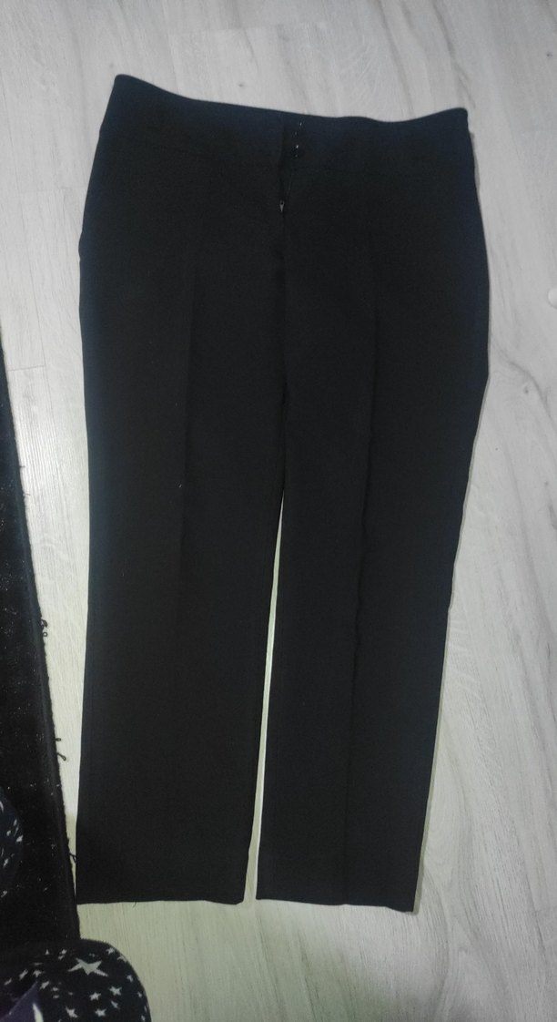 Siyah Midi Kadın Kumaş Pantolon - Görsel 4