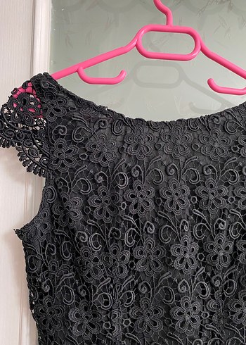 siyah dantelli abiye elbise - Görsel 2