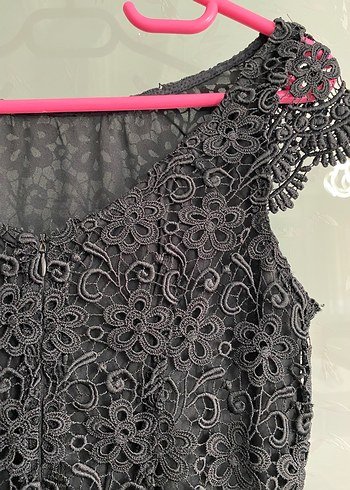 siyah dantelli abiye elbise - Görsel 4