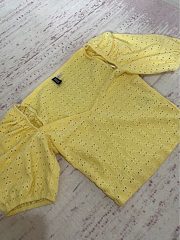 H&M Balon kollu butter yellow üst
