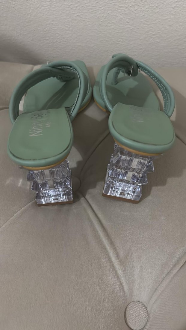 Yeşil Blok Topuklu 36 numara Kadın Terlik - Görsel 2