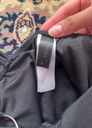 Desenli ve Siyah Strappy Kadın Mayo - Görsel 4