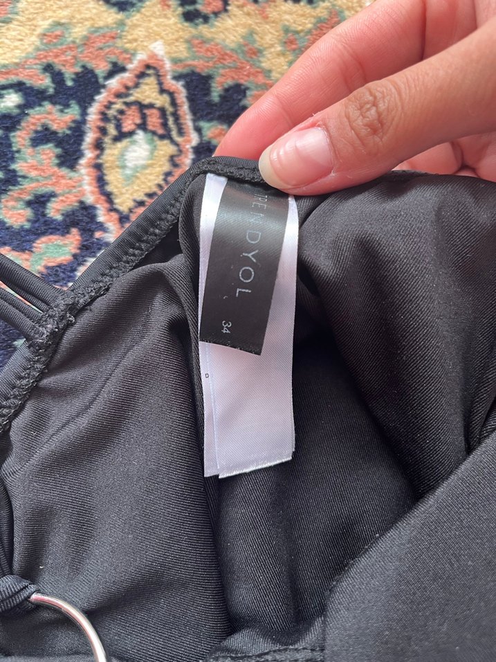 Desenli ve Siyah Strappy Kadın Mayo - Görsel 4