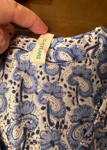 Diğer Mavi Gri Batik Desenli Kısa Kollu Erkek Gömlek