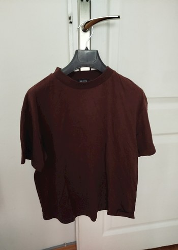 kahverengi Kadın oversize Kısa Kollu Tişört