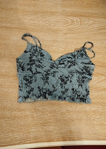 Bohem Gri Desenli Mini Bralet