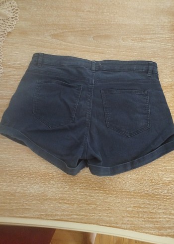 H&M Düğmeli Lacivert Kadın Kot Şort